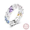 Rings For Women 925 Silver Heart Shaped Cross Crown Rings Sparkling Colorful Zircon Wedding Engagement Jewelry Gifts