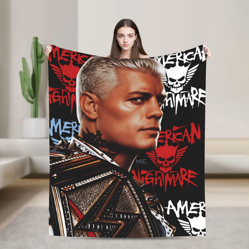 Super Soft Blanket Camping Cody Rhodes  Vintage Throw Blanket  Flannel Bedspread For Bedroom Street Trend Sofa Bed Cover