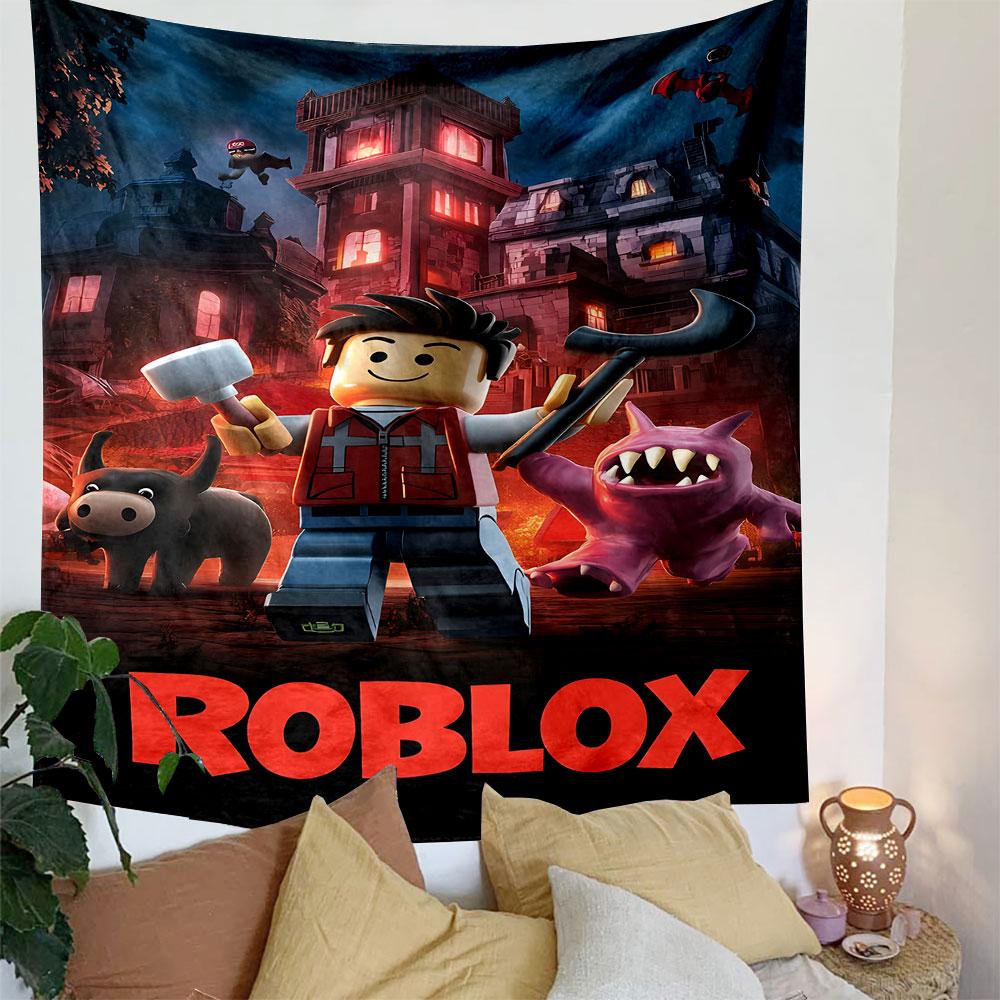 "Roblox Adventure: Haunted Mansion Scene" Patterned Tapestry Decorative Wall Hanging, Home Bedroom Living Room Decor
