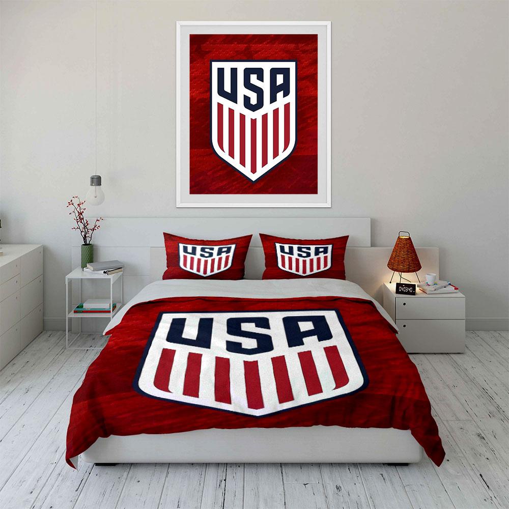 USA Flag Shield Bedding Set Bedding Duvet Cover Set Duvet Cover Pillowcases (1 * Duvet Cover 2 * Pillowcases, Without Duvet Insert)