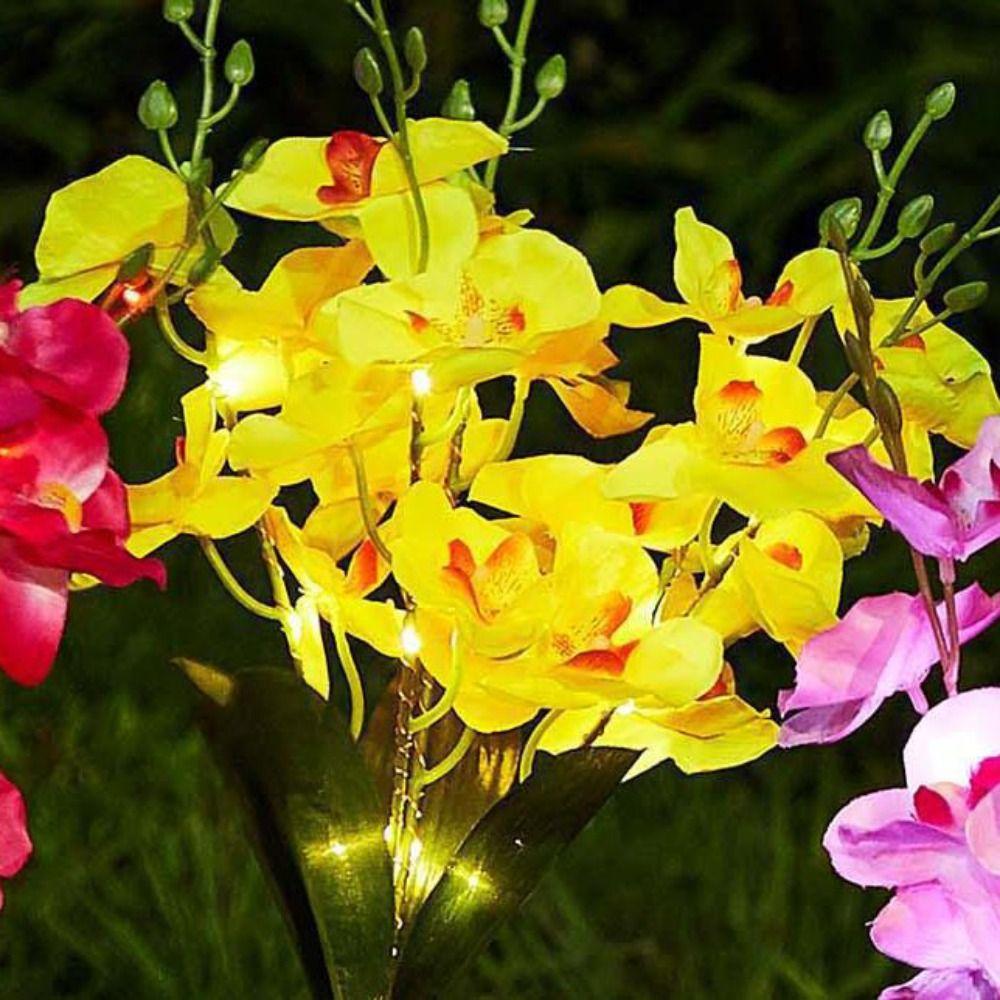 Waterproof Solar Butterfly Flower Lamp Stake Light LED Solar Garden Lamp Weather Resistant Simulation Orchid