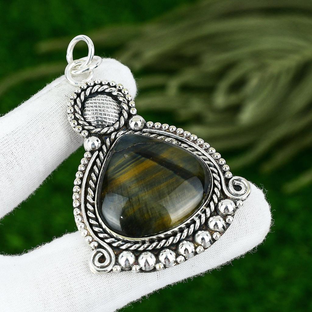 Natural Nellite 925 Sterling Silver Bezel Ethnic Art Deco Anniversary Pendant