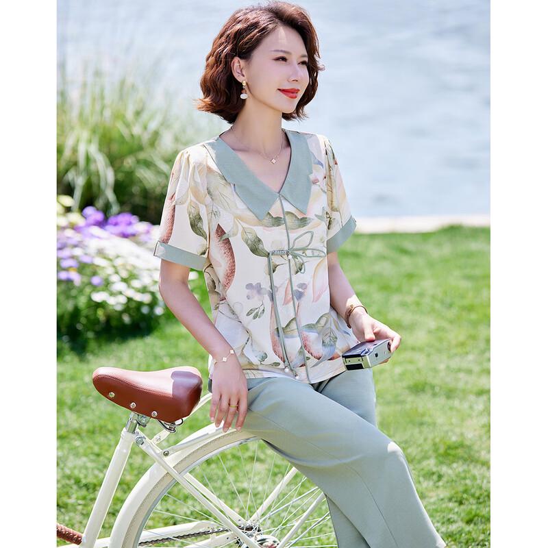 Past Summer New Chinese Style Floral Print Outfit Set for Women