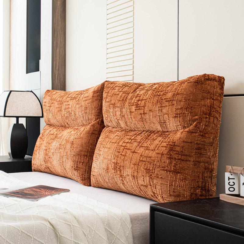 

Minimalist Style Bamboo Knot Linen Reading Pillow Ergonomic Spine Protection Backrest Removable Washable Headboard Sofa Cushion 60x50x18cm помаранчевий
