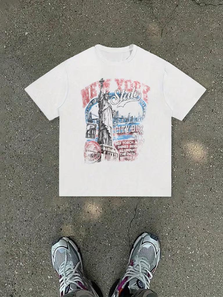 Summer New Arrival Relaxed Fit Crew Neck DesignCasual and Stylish Leading Streetwear Trends Printed TShirt Unisex Style