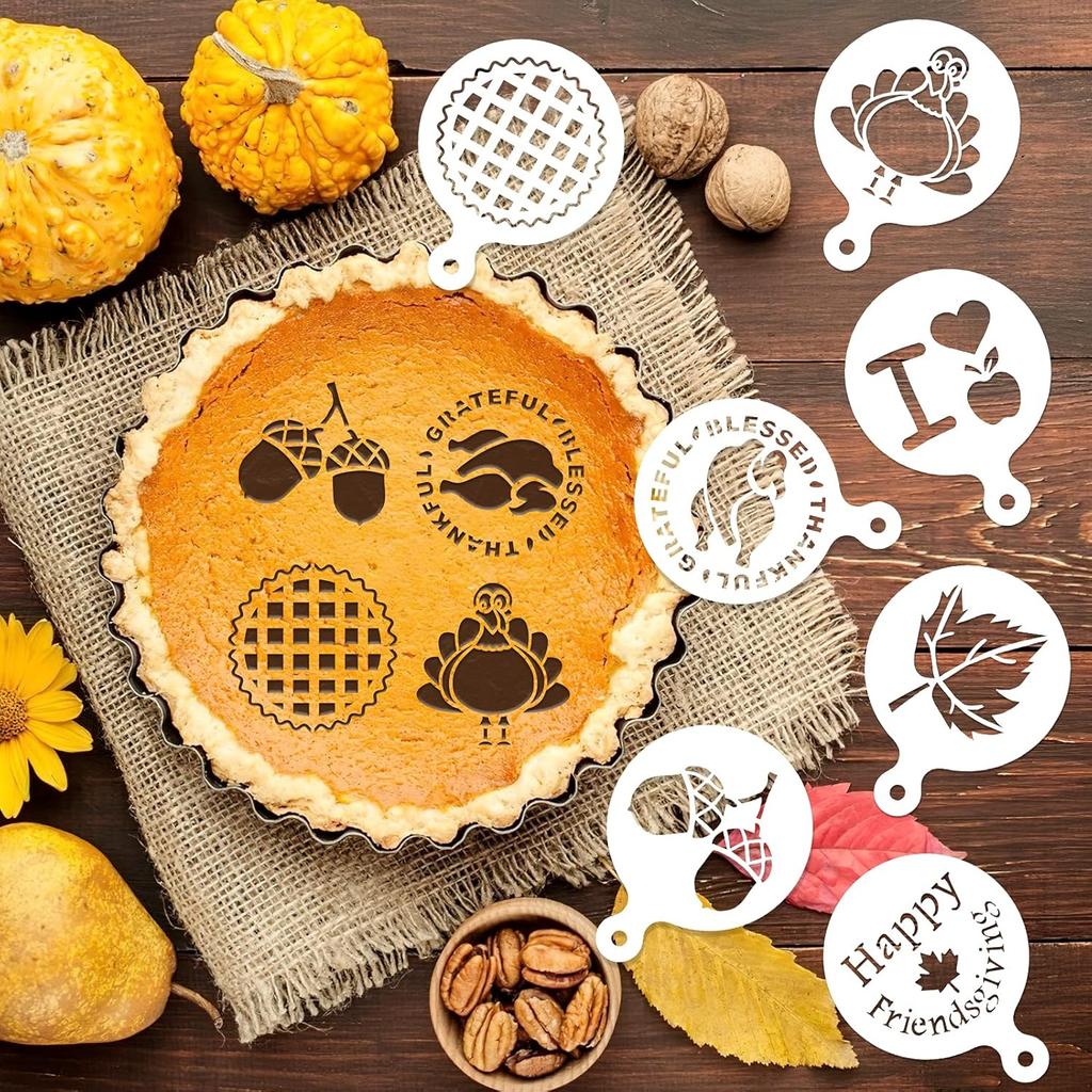 Konsait Thanksgiving Decoration Cookie Stencils, 20 Pack Happy Fall Farmhouse Harvest Give Thanks AutumnTemplate Stencils for Baking Royal Icing Cake