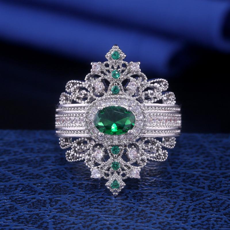 

European and american retro court style copper ring - elegant women s jewelry ring no. 6 зелёный