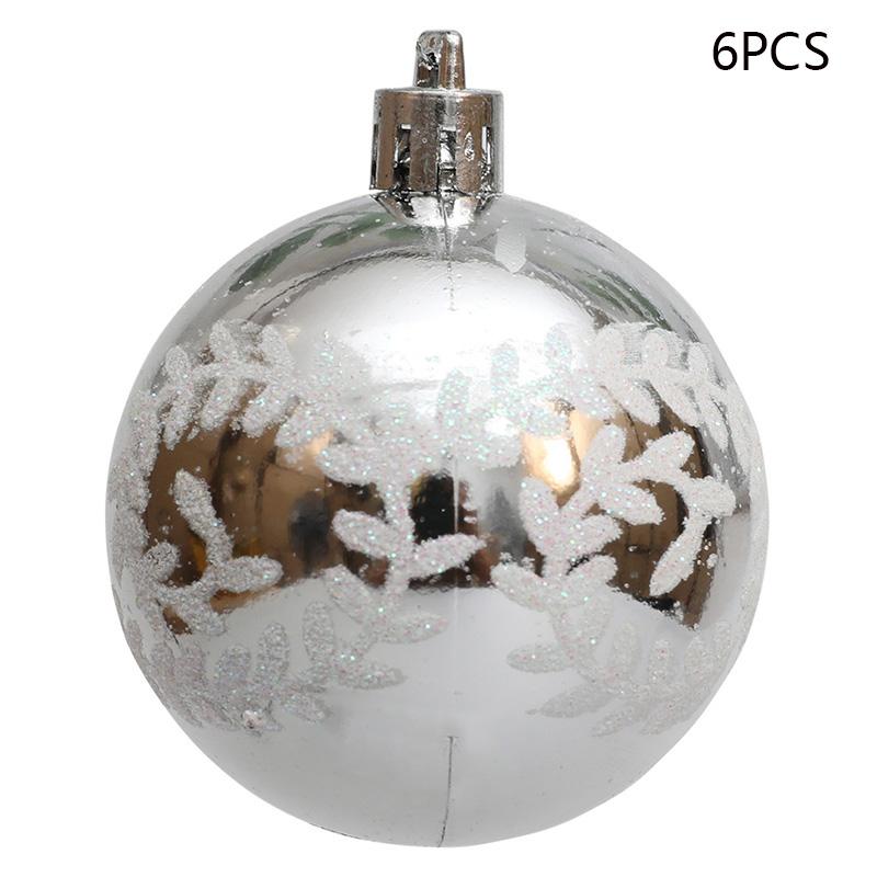 6Pcs 6cm Plastic Ball Christmas Tree Decor Willow Vine Pattern Painted Ball Festival Hanging Ornament