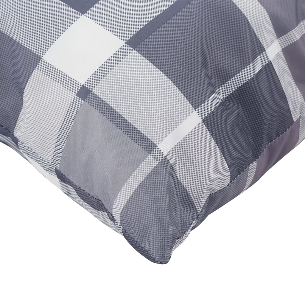 3 Piece Palette Cushion Set Grey Checkered Pattern Fabric
