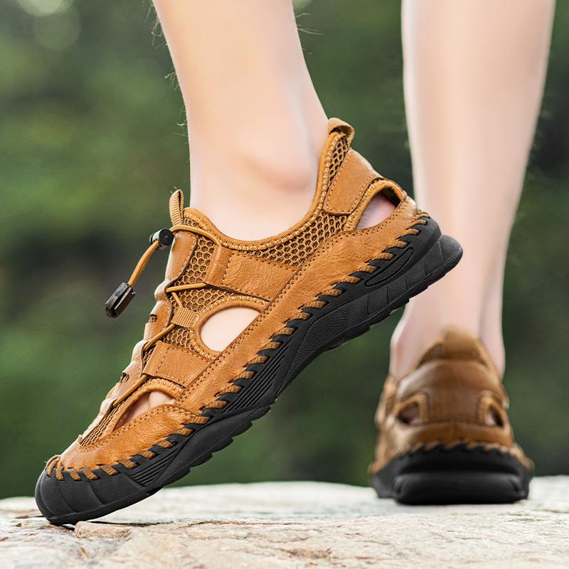 38-48 Sommer Herren Sandalen Outdoor Mesh Strand Sandalen Freizeitschuhe Sneaker Herren Leder Sandalen