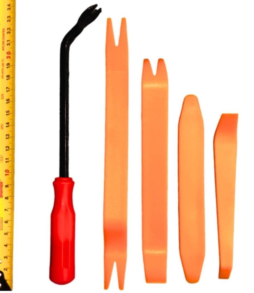 5-piece Set Auto Rivet Panel Removal Clip Clamp Tool Removal Tool Parts (4 Panel Removal + 1 Clip Clamp Tool)