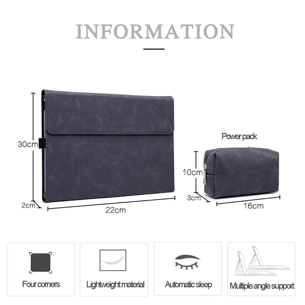 Couro do plutônio caso do portátil para microsoft surface pro 8 capa tablet suporte dobrável para superfície pro go 2 3 x pro 4 5 6 7 manga