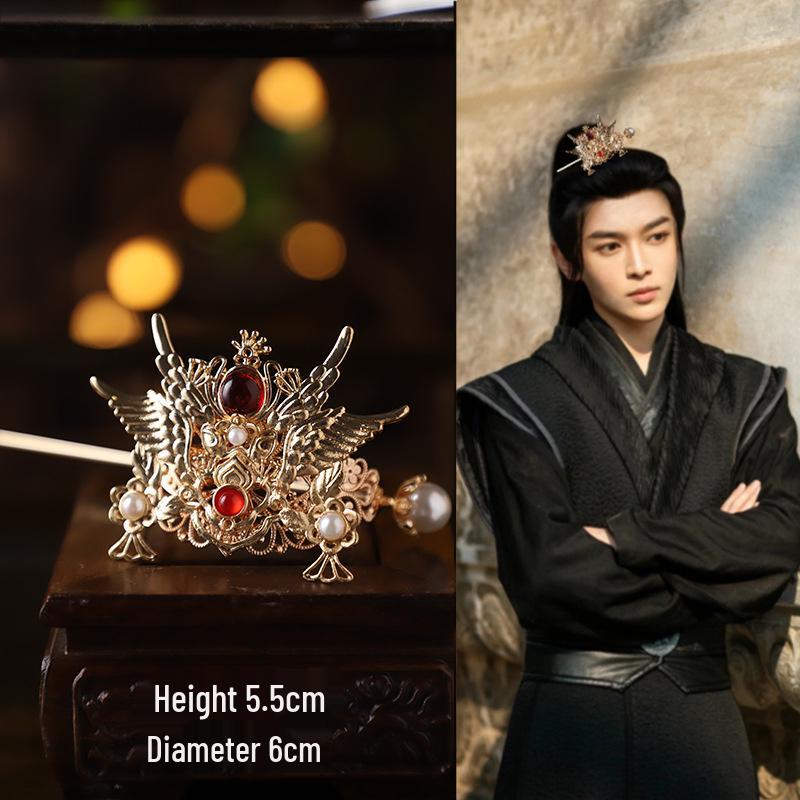 Handmade Wuxia Style Unisex Hair Crown Tiara and Hairpin