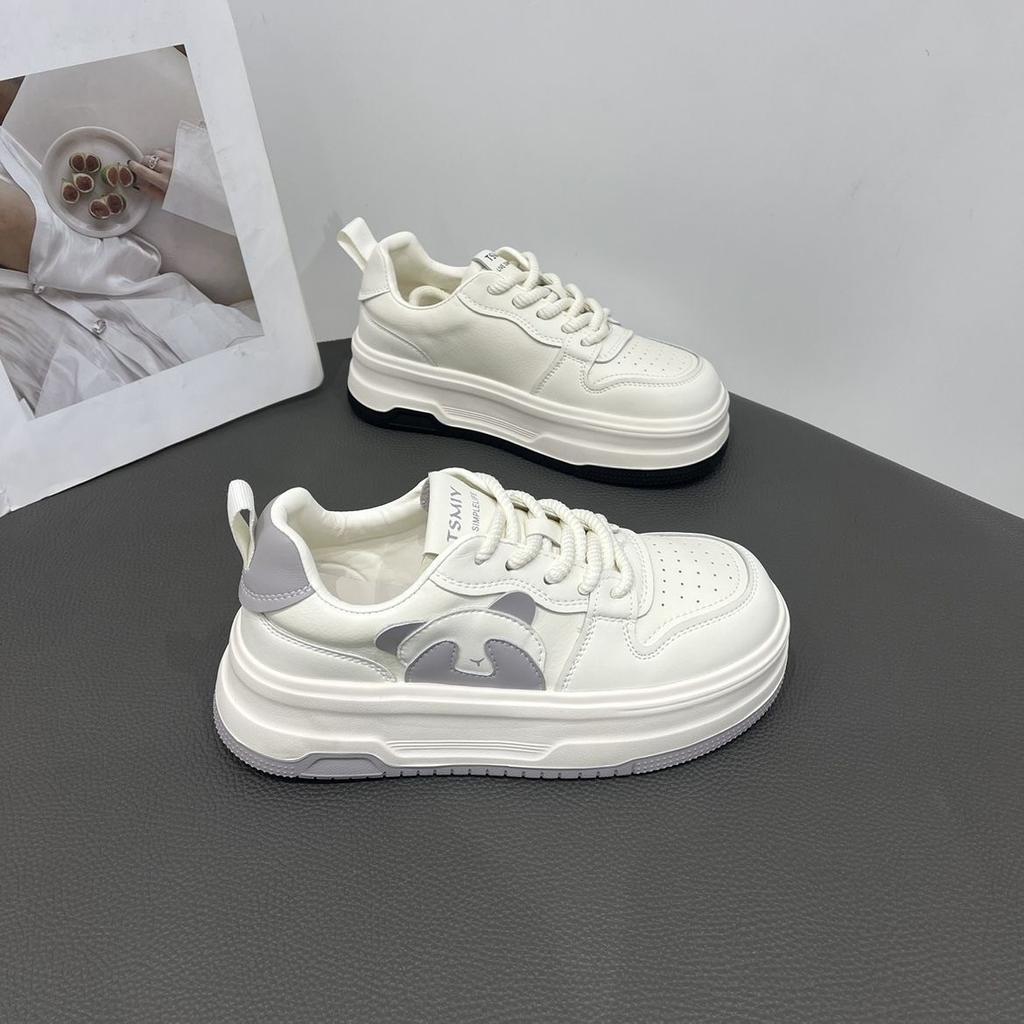 Panda Shoes Platform White Shoes Children Spring and Autumn New Lace-up Versatile Casual Shoes Fashion Bread Shoes Trend