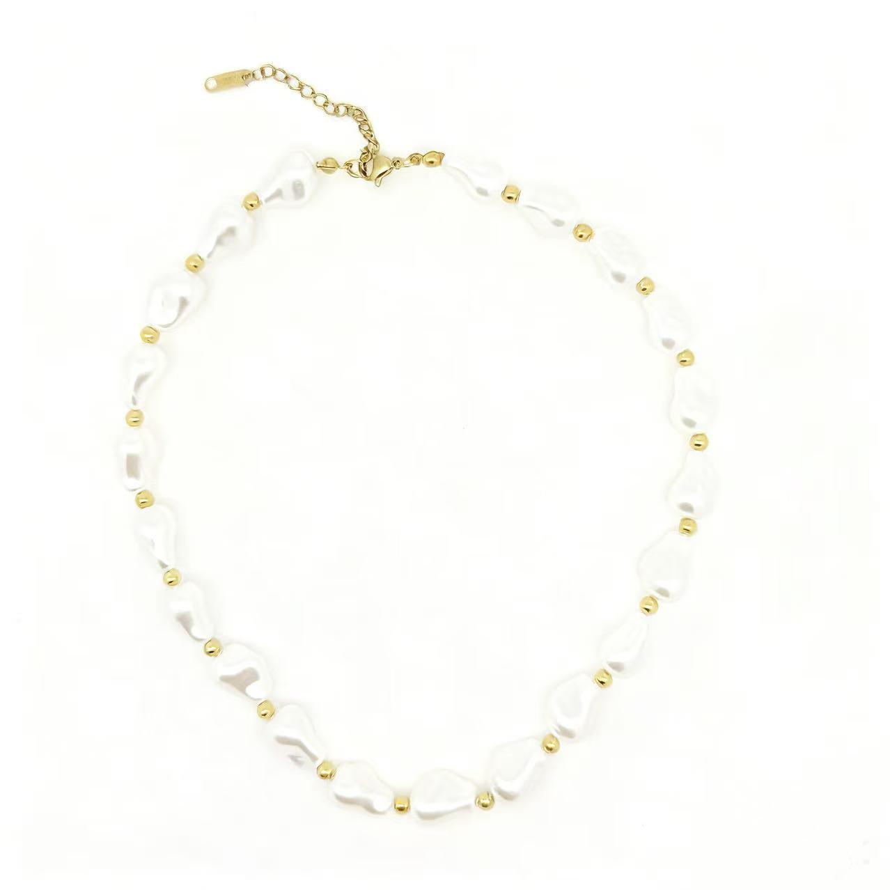 Baroque Freshwater Pearl Bracelet with Gold Spacer Beads