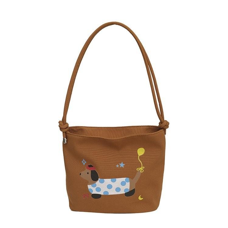 Chic Modern Women's 2024 New Fashionable Canvas Sling Bag Soft Bucket Handbag