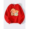 European sizes Kids' Winter Warm Casual Round Neck Sweatshirt - Long Sleeve Sweater with Random Fun Prints, Cozy & Playwear