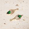 Copper Tulip Flower Charms with Green & Clear Zirconia, Golden Plated, 2pcs for DIY Jewelry Making