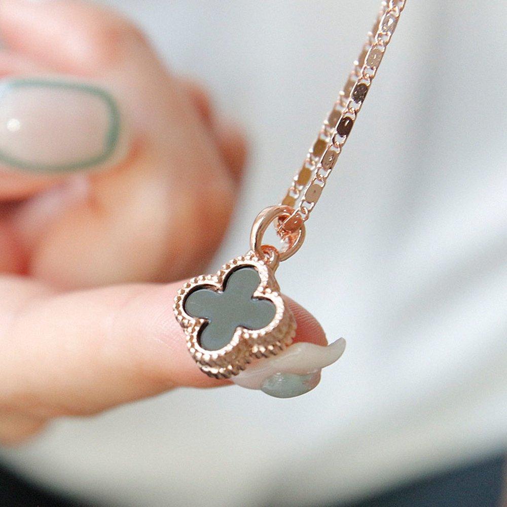 J.Lauren Mother-of-Pearl Malachite Double-Sided Pendant Rose Gold Necklace N01122