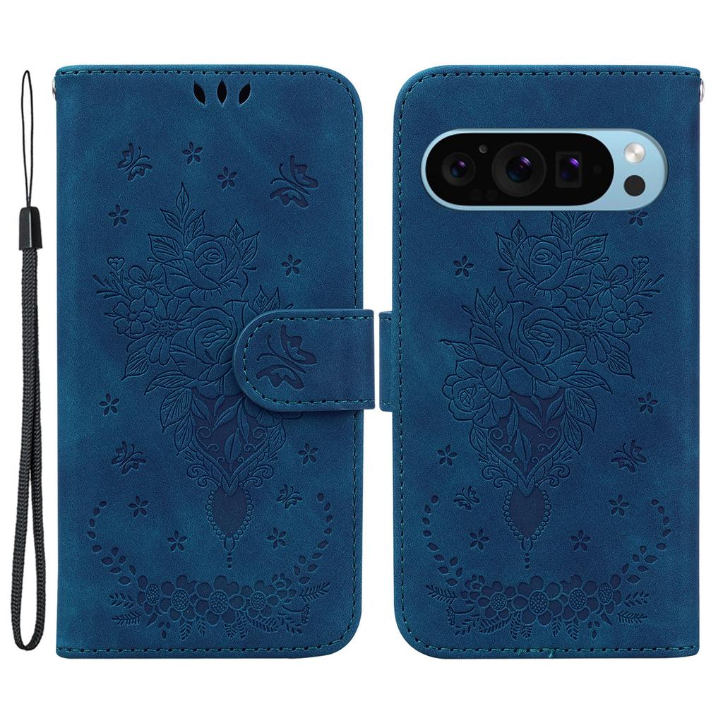 For Google Pixel 9/Pixel 9 Pro Case Flower Pattern Shockproof Leather Folio Phone Cover