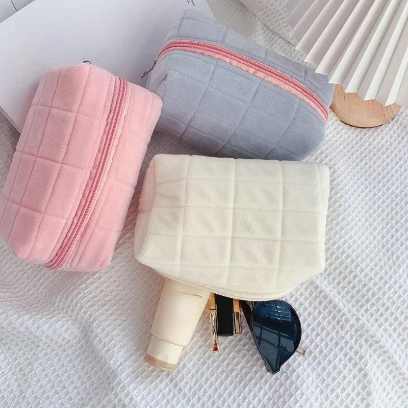 Kosmetiktaschen für Damen Weiche Reise-Kosmetiktasche Organizer-Etui Junge Dame Mädchen Make-up-Etui Notwendigkeiten Unifarbene Handtaschen