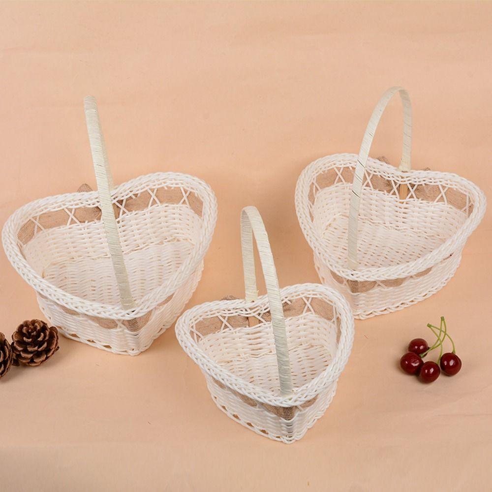 Beautiful Hand Made Storage Baskets With Handle Wicker Flower Basket  For Plant Home Wedding