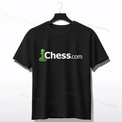 T-shirt Classique Logo Site d'Échecs en Ligne Mode Manches Courtes Col Rond Impression Moderne Coton Pur T-shirt Vêtement d'Extérieur