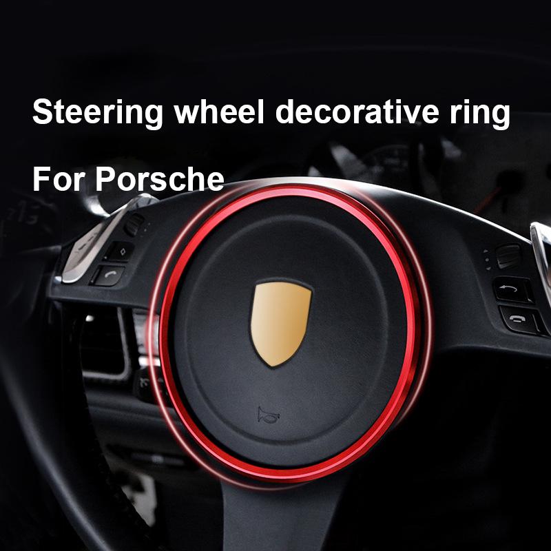 Für Porsche Cayenne Panamera 2010-2016 Macan 2014-2021 911 2016-18 718 16-22 Auto Lenkradabdeckung Zierrahmen Dekoration Ring