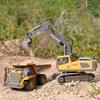 RC Dump Truck Toy for kids, Remote Control Construction Toys Vehicle with Metal Bed and Light/Music, Birthday gifts ideas for Boys