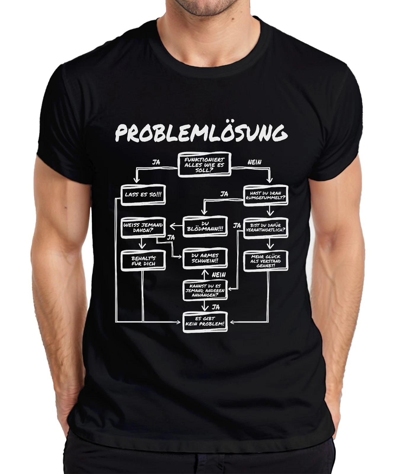 Problemlösung Flowchart witziger Ablauf Entwickler IT Support Herren T-Shirt L
