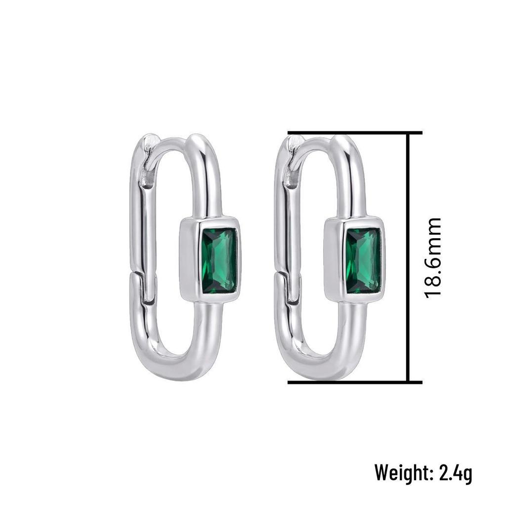 Elegant Classic Emerald & Diamond Square Earrings: S925 Sterling Silver for Women