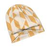 2D Flat Printing Abstract Geometric Pattern Ivory And Yellow Knit Hat with Subtle Fashion Details, Ideal for Adults Seeking Texture And Character in C