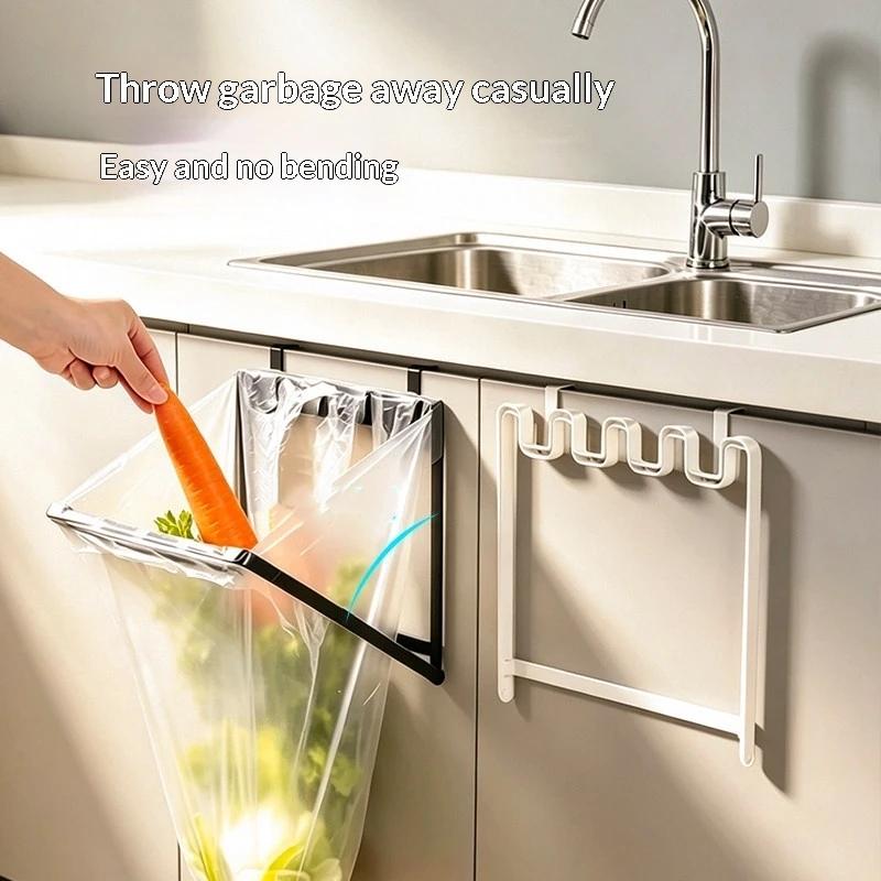 Foldable Garbage Bag Hanging Rack Kitchen Rubbish Holder Over Cupboard Door Trash Holder Kitchen Accessories
