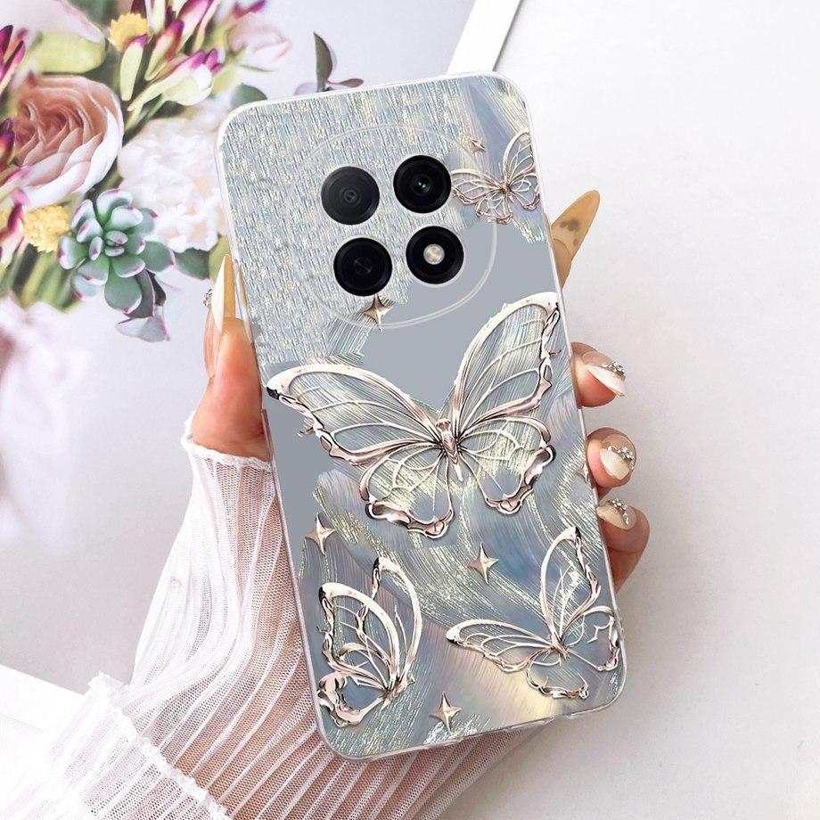 For Oppo A5 Pro A5X A5 4G 5G / Oppo K13x Global Phone Case Clear Soft TPU Bumper Cover Cat Cartoon Luxury Butterfly Flower Funda