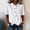 Women's White Asymmetric Button Down Short Sleeve Shirt