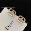 Antique Bronze Pearl Stud Earrings with Inlaid Diamonds