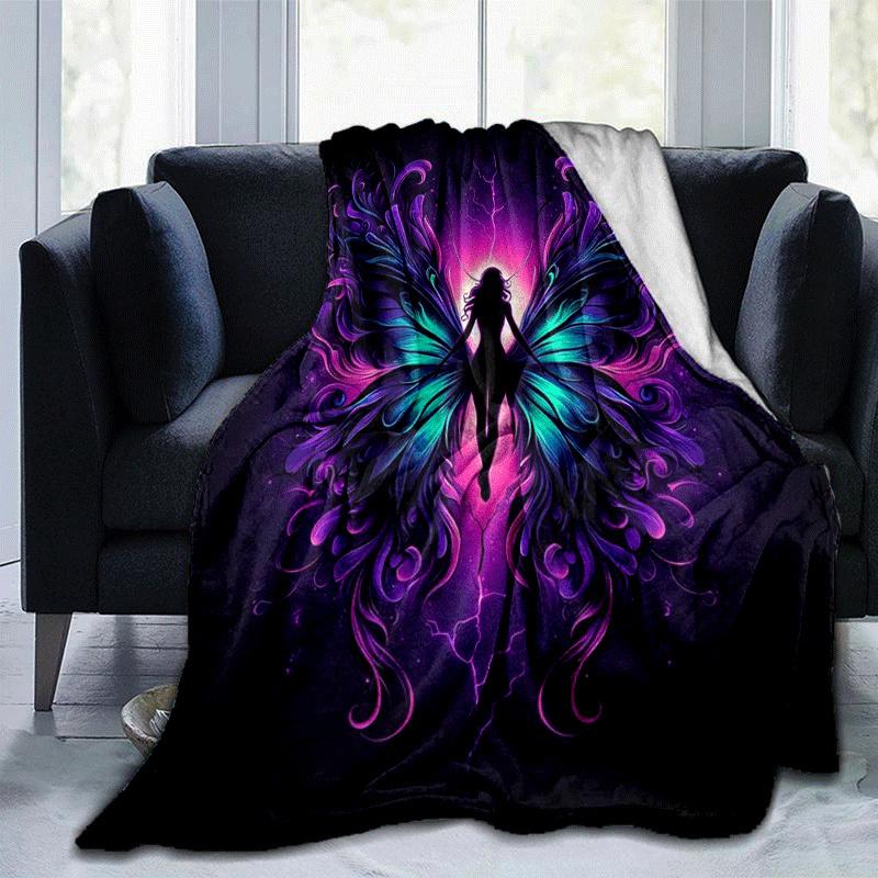 1pc Butterfly Printing Lightweight Flannel Blanket, Comfortable and Warm Blanket, for Camping Sofa Bed and Couch Office, Suitable for Gift Bl
