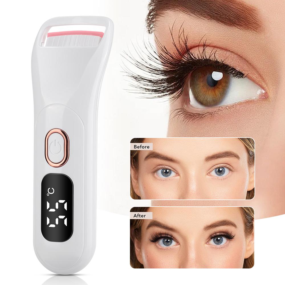 Digitalanzeige Elektrische beheizte Wimpernzange Professionelles Augen-Make-up-Tool für Frauen Wimpern Lang anhaltender Lockenclip
