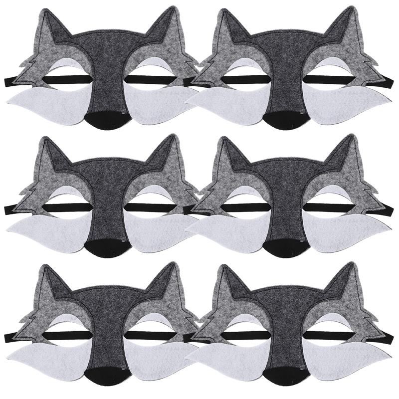 6pcs Non-woven felt mask Cosplay Fox Masks Japanese Mask Half Face Hand-painted Cat Fox Mask Masquerade Festival Cosplay Props