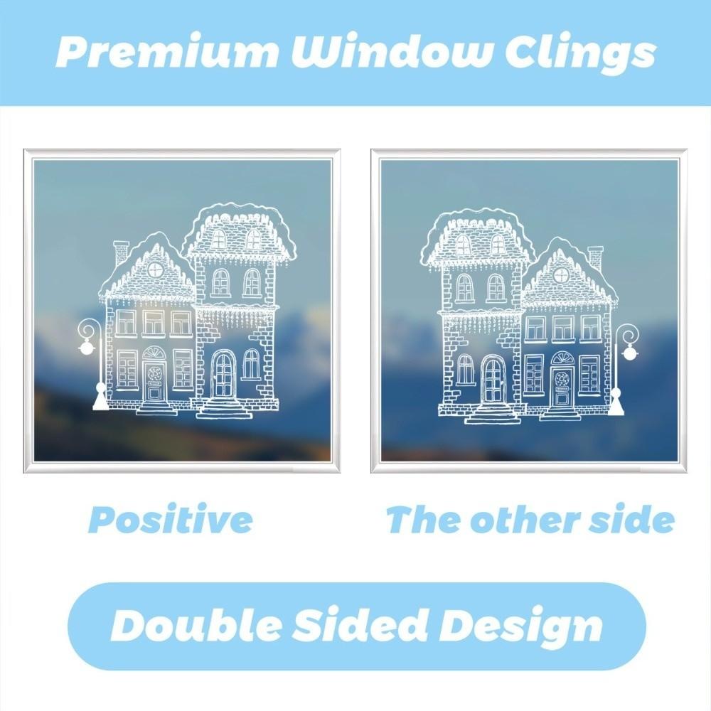 White Castle Christmas Window Sticker Self Adhesive Static Cling Decals Xmas Season