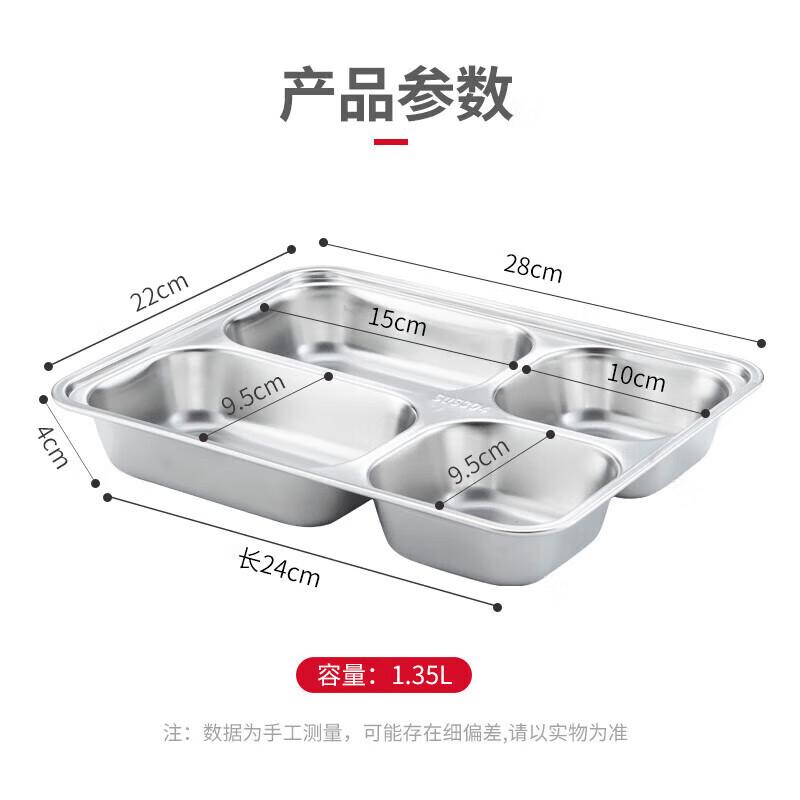 Maxcook 304 Stainless Steel 4-Compartment Lunch Plate