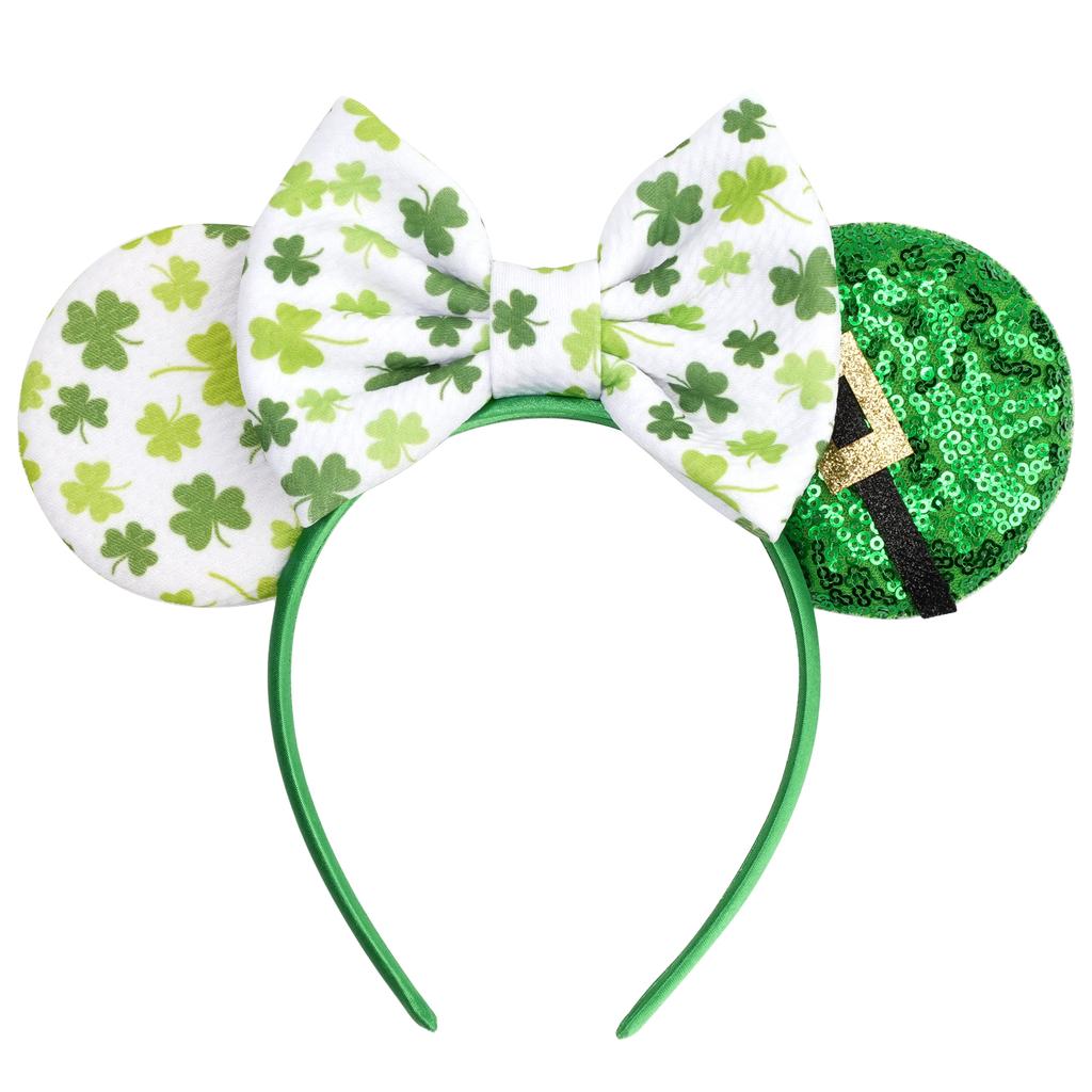 Mode St. Patrick Glitzer Mausohren Stirnband Mädchen Pailletten Haarschleife Festival Haarband Party DIY Haaraccessoires Mujer