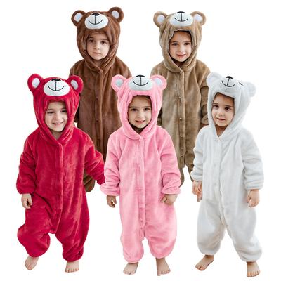 Tier-Einteiler Schlafanzüge für Mädchen Jungen Flanell Nachtwäsche Winter Warm Hausanzug Kinder Einteiler Mit Kapuze Fleece Strampler Langarm Outfits