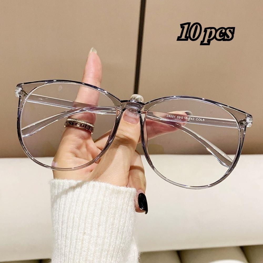 10PCS Fashion Oval Glasses Anti Radiation Retro Eyeglasses for Woman Men Anti Blue Light Eyewear