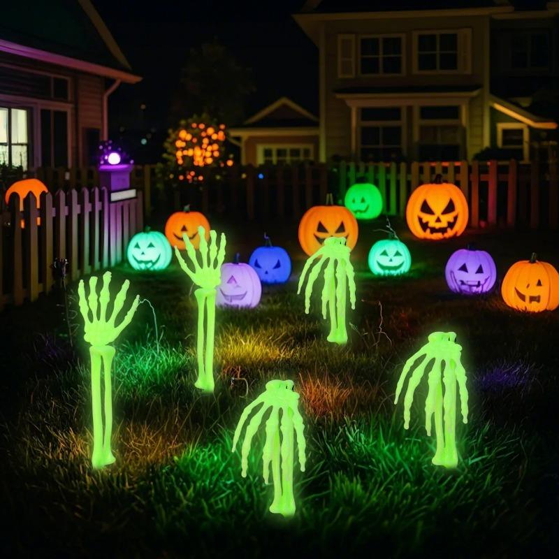 45x10cm Halloween Realistic Plastic Hand Bones with Ground Stakes Pair Indoor Yard Garden Haunted House Party Decoration Prop