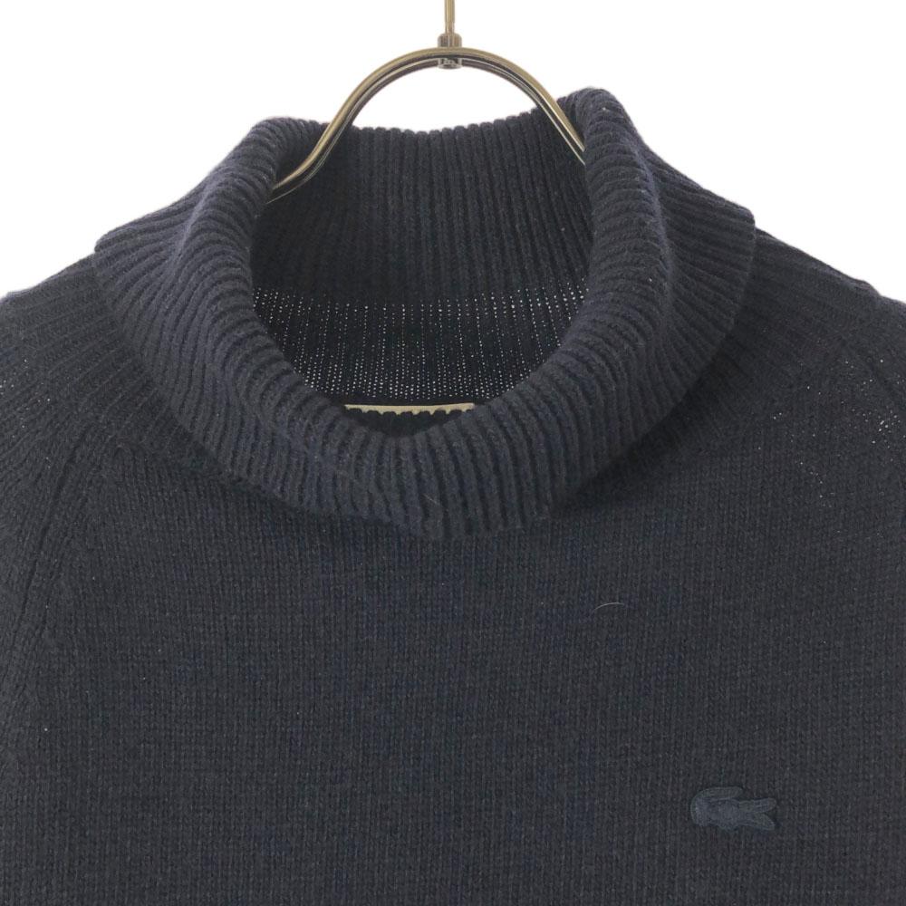 LACOSTE wool blend Long sleeve turtleneck sweater 36 Navy knit Women Used