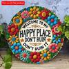 2d Flat 20*20cm, "Welcome, Please Take Off Your Shoes After Entering, Thank You" Circular Wooden Decoration, Suitable for Living Room, Cafe, Offices.
