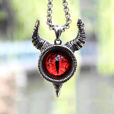 Pendentif Collier Vintage Lucifer Satan Acier Inoxydable Homme Gothic Satan Œil de Démon Pendentif Punk Hip Hop Bijoux Païens