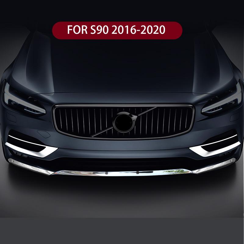2pcs Chrome Front Fog Light Lamp Lower Bumper Cover Frame Trim Fit for Volvo S90 2017-2019
