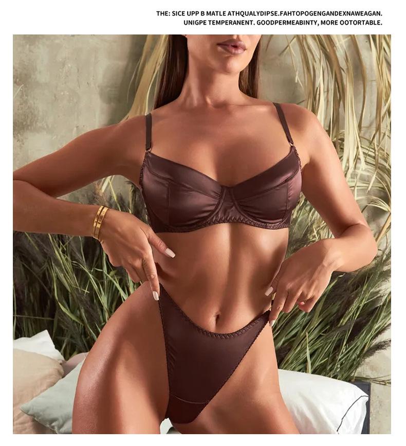 Popular Russia Satin Lingerie: Slim-Fit Anti-Sag Bra Set for Enhanced Shape